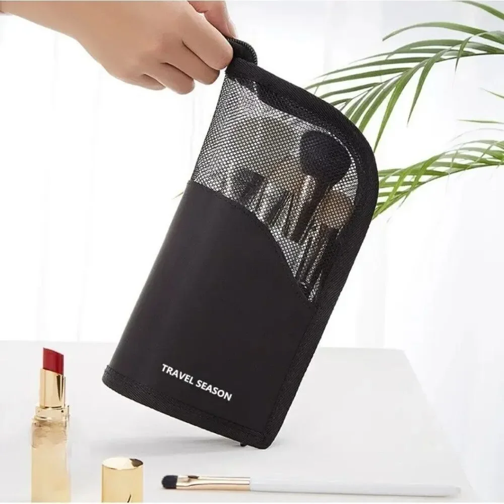Black makeup brush cosmetic case expandable